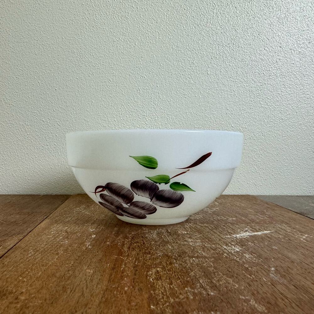 Gay Fad FIRE KING‎ # 10 Oven Ware White Glass Fruit Pattern Mixing Bowl